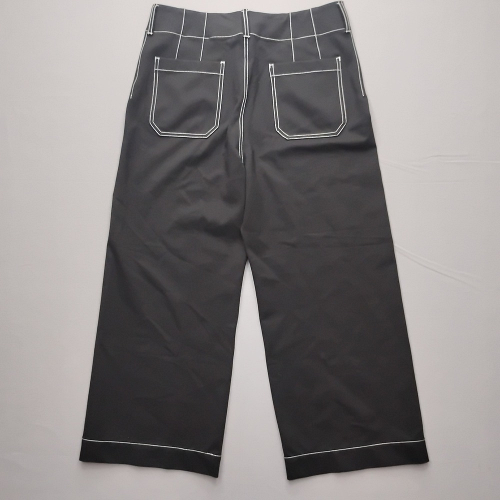 Maeve Anthropologie The Colette Wide Leg Pants Black Contrast Stitch Size 32 - Picture 2 of 10